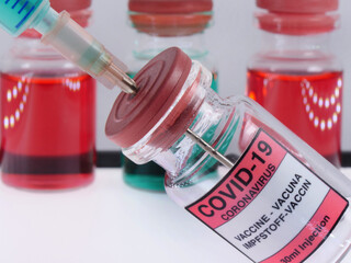 Symbolic picture Coronaserum-Covid 19- serum vial.