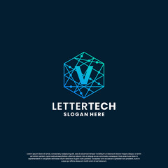 business letter V logo design for technology, lab, science, computing company