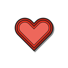 Cartoon red heart isolated on a white background. Valentine´s day or any other love celebration concept.