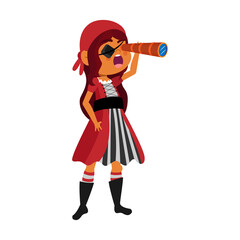 Isolated kid with a costume of pirate Vector illustration