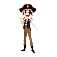 Isolated kid with a costume of pirate Vector illustration