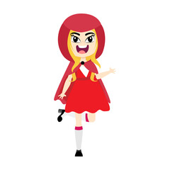 Isolated kid with a costume of red Riding Hood Vector illustration