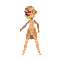 Isolated kid with a costume of mummy Vector illustration