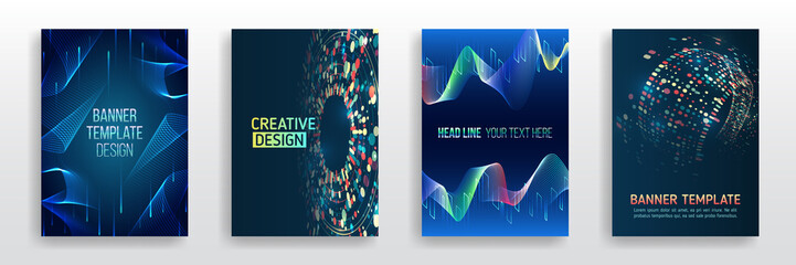 Digital technology and modern scientific concepts. Vector template for brochure or cover. Filtering machine algorithms. Sorting data. Business layout, futuristic brochures, flyers, presentation.