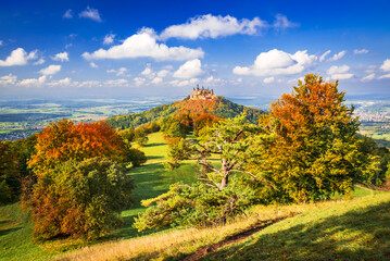 Burg Hohenzollern - Autumn landscaper in the Swabian Alps, Germany