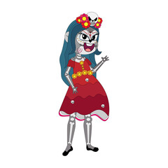 Isolated kid with a costume of skeleton Vector illustration