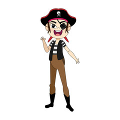 Isolated kid with a costume of pirate Vector illustration