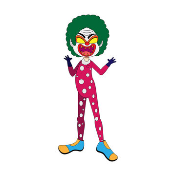 Isolated kid with a costume of evil clown Vector illustration