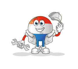 dutch flag mechanic cartoon. cartoon mascot vector