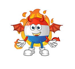 dutch flag demon with wings character. cartoon mascot vector