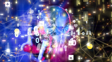 digital medical futuristic interface 3D rendering