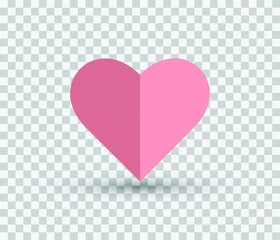 Realistic pink heart with shadow Premium Vector