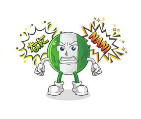 nigerian flag anime angry vector. cartoon character