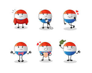 dutch flag korean culture group character. mascot vector