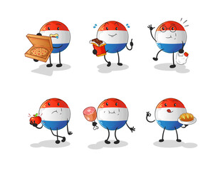 dutch flag food set character. cartoon mascot vector