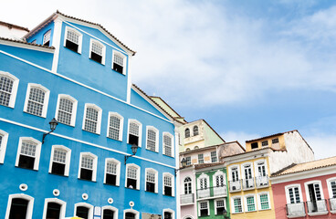 Streets of Pelourinho, historical and cultural place in Salvador, Bahia, Brazil - obrazy, fototapety, plakaty