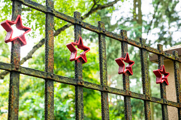 Torun, Poland - August 20, 2021. Old abandoned soviet cemetery - Cmentarz Jencow Wojennych