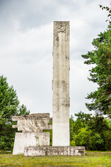 Torun, Poland - August 20, 2021. Old abandoned soviet cemetery - Cmentarz Jencow Wojennych