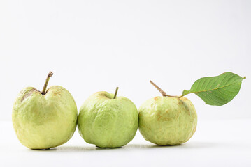 Fresh organic guava fruit on white background, Tropical fruit