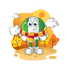 nigerian flag in the autumn. cartoon mascot vector