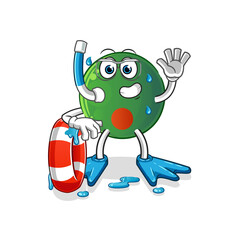 bangladesh flag swimmer with buoy mascot. cartoon vector
