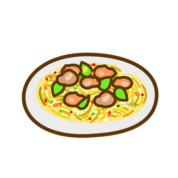 Illustration Noodle on white background.