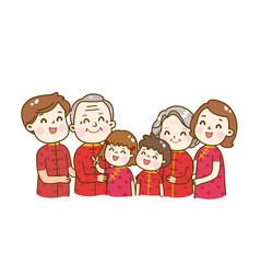Cute Cartoon Chinese Family Vector.