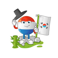 dutch flag korean character. cartoon mascot vector