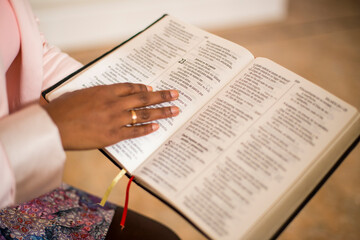 Fototapeta na wymiar Woman reading bible verses