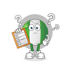 nigerian flag schedule list vector. cartoon character