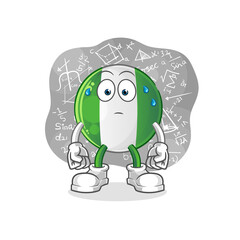 nigerian flag thinking hard vector. cartoon character