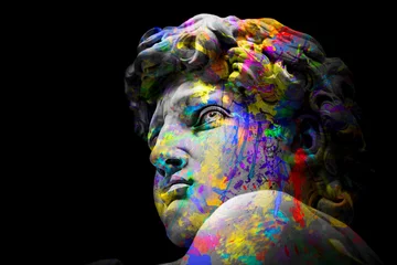 Fototapeten David by Michelangelo ink art full colors isolated , Renaissance sculpture created in marble © Vieriu