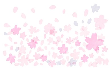 水彩画。舞い散る桜の花びら。桜の花びらの背景イメージ。春のピンクの桜壁紙。　Watercolor. The falling cherry blossom petals. Background image of cherry blossom petals. Spring pink cherry blossom wallpaper.
