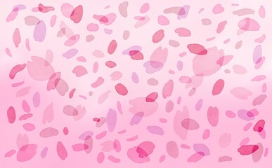 水彩画。舞い散る桜の花びら。桜の花びらの背景イメージ。春のピンクの桜壁紙。　Watercolor. The falling cherry blossom petals. Background image of cherry blossom petals. Spring pink cherry blossom wallpaper.
