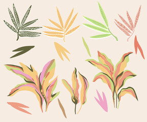 Fototapeta na wymiar tropical leaves abstract nature hand painted digital watercolor illustration art