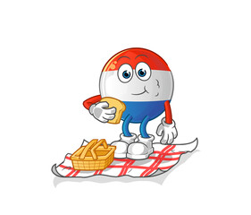 dutch flag on a picnic cartoon. cartoon mascot vector