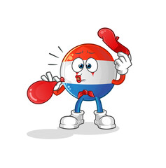 dutch flag pantomime blowing balloon. cartoon mascot vector