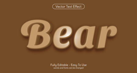 Creative 3d text Bear, editable style effect template
