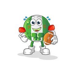 nigerian flag playing rugby character. cartoon mascot vector
