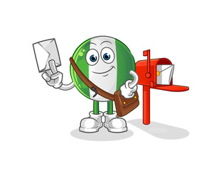 Fototapeta premium nigerian flag postman vector. cartoon character