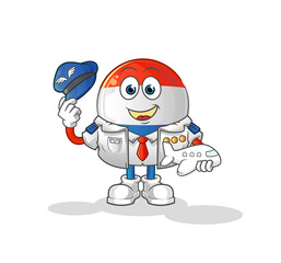 Obraz premium dutch flag pilot mascot. cartoon vector