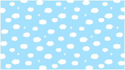雲と鳥のある空のパターン-2way