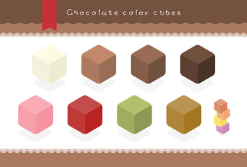 カラフルなチョコレートみたいな立方体 - かわいいインフォグラフィック・アイソメトリックデザイン