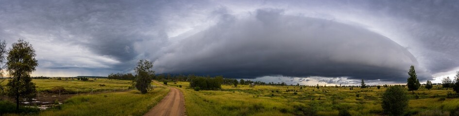 Panorama shot of a storm rolling in - rural Queensland