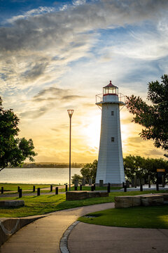 Cleveland Point lighthouse at golden hour, Brisbane,  Queensland