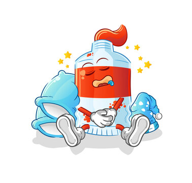 watercolor tube sleeping character. cartoon mascot vector