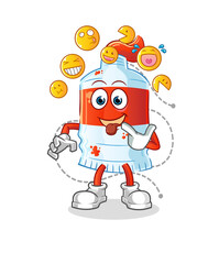 Obraz premium watercolor tube laugh and mock character. cartoon mascot vector