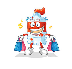 watercolor tube shoping mascot. cartoon vector