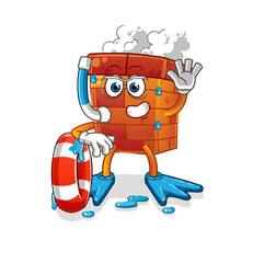 chimney swimmer with buoy mascot. cartoon vector