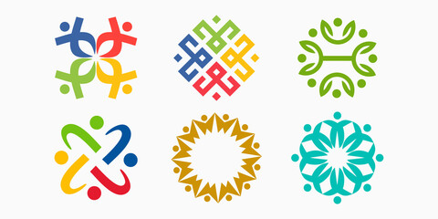People Together logo icon set. logo template can represent unity and solidarity in group